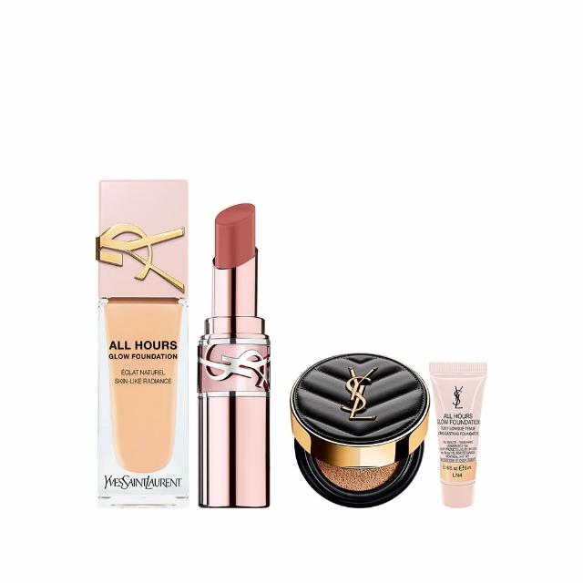 【YSL】官方直營 恆久完美粉光瓶潤唇彩妝組(恆久完美裸光無瑕粉底露+潤唇膏)