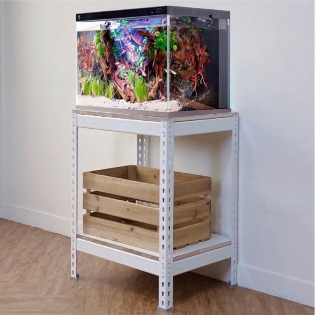【空間特工】白色雙層魚缸架60x45x75cm(耐重抗震/免螺絲角鋼架/魚缸櫃/魚缸造景)