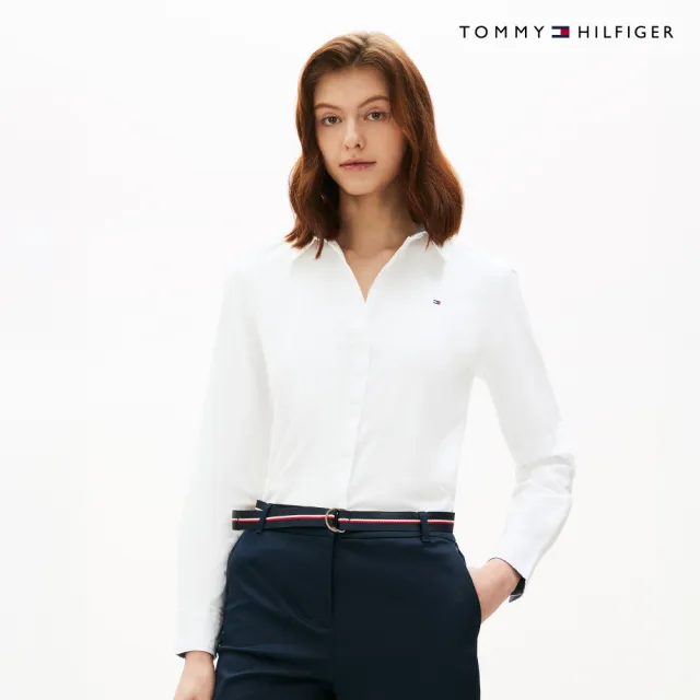 【TOMMY HILFIGER】官方旗艦館標準版型純色彈性牛津襯衫_裸色