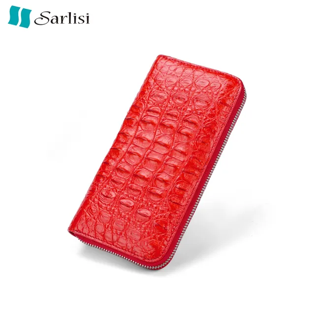 【Sarlisi】雙11 夏麗絲2026尊品泰國鱷魚皮長夾皮夾皇冠骨拉鏈手拿包單拉鏈彩色鱷魚長夾