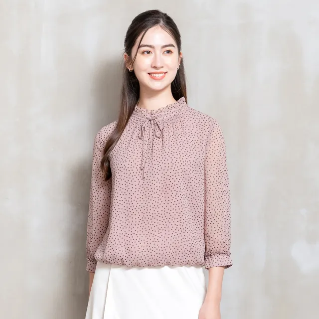 【perng yuh 芃諭名品】甜感日記 圓點印花 雪紡上衣(2026 SS Collection｜5A春夏新品上市)