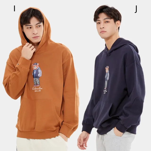 【Hang Ten】出清品-男裝-內刷毛保暖熊印花大學T/防風防潑水大學T(多款選)