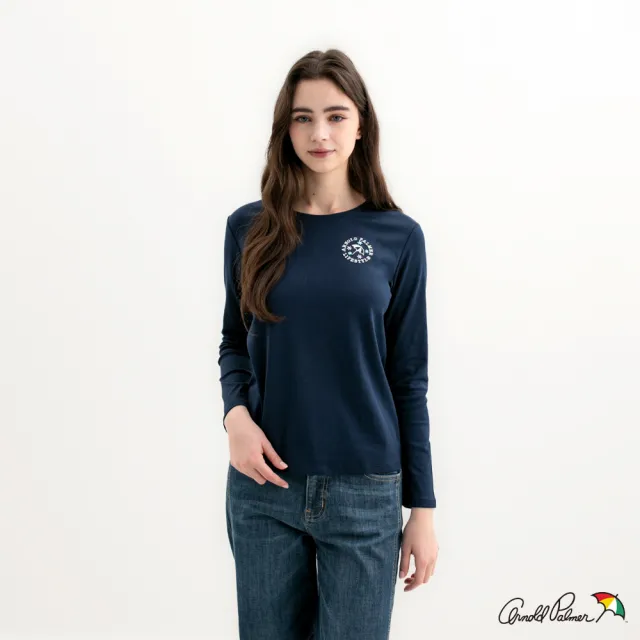 【Arnold Palmer 雨傘】女裝-刺繡LOGO長袖圓領T/針織衫/七分袖(多款多色)
