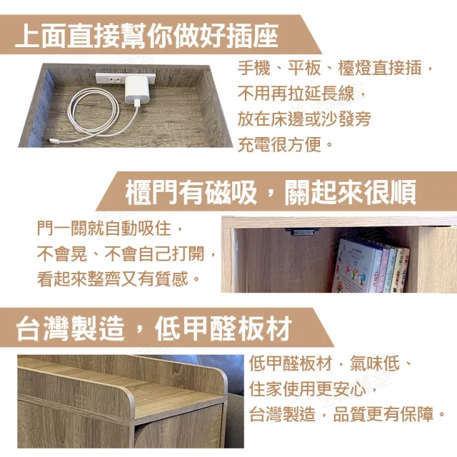 【生活藏室】附插座好收納可移動沙發邊櫃 台灣製造 床邊櫃 收納櫃 (沙發邊櫃 床邊櫃 客廳收納 居家收納)