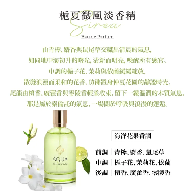 Aqua di Sorrento 梔夏微風女性淡香精100ml-贈身體乳(專櫃公司貨)