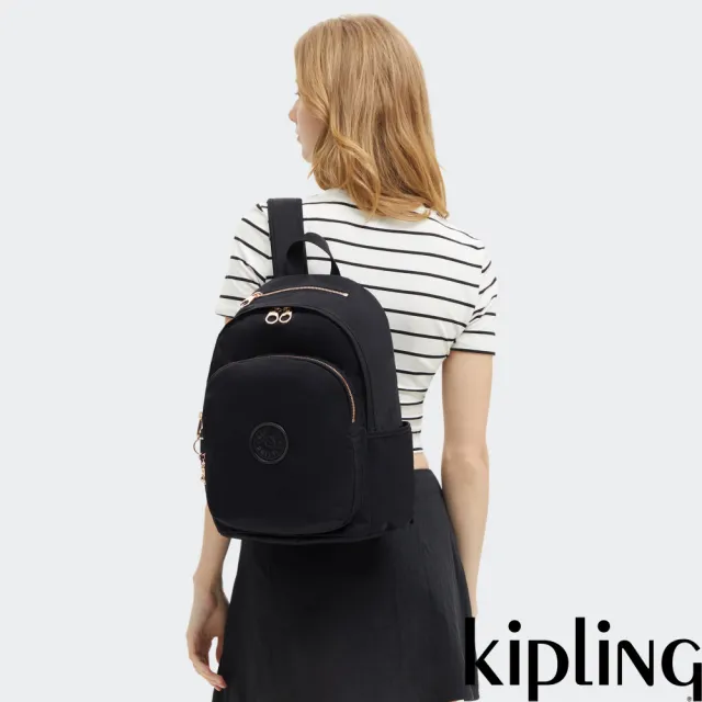 【KIPLING】魅力黑上方拉鍊後背包-DELIA 女包