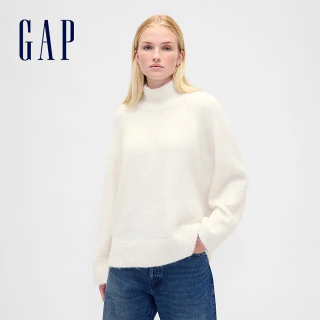 【GAP】女裝 立領毛衣-象牙白(848491)