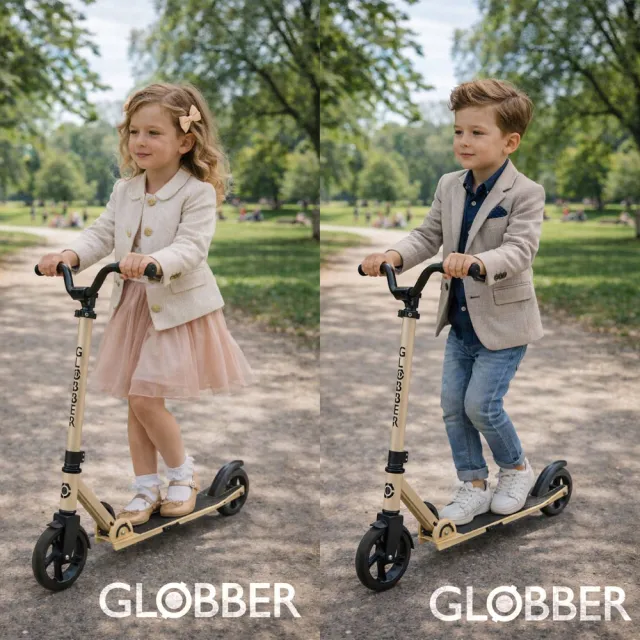 【GLOBBER 哥輪步】官方直營 法國 FLOW RIDER 青少年兩輪折疊滑板車-沙漠色(2輪摺疊滑板車、直立站立)