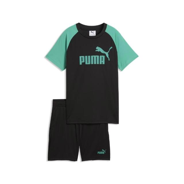 【PUMA】基本系列ESS Poly短袖短褲套裝 孩童 68629951  黑色