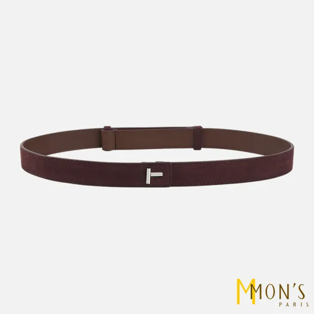 【MON’S】香妃絨可調節磨砂真皮衣帶(直)