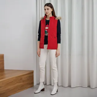 【ILEY 伊蕾】菱格車線鋪棉毛草可拆式連帽背心(兩色；M-2L；1224063206)