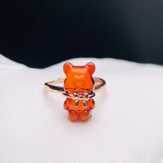 【勝弘珠寶】波羅的海血珀小熊戒指(血珀戒指)