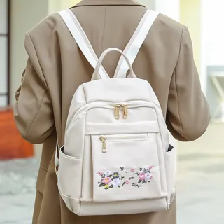 【EMMA SUE】雙11 尼龍後背包 刺繡包包 繡花後背包 可愛背包 女生包包 時尚媽咪包 刺繡雙肩包 外