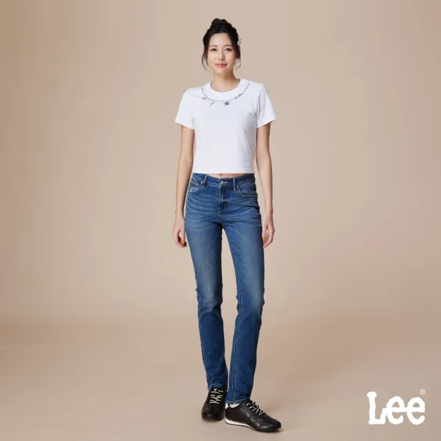 【Lee】女裝 牛仔褲 / 405 中腰修身窄管 中藍洗水 / LB617027790