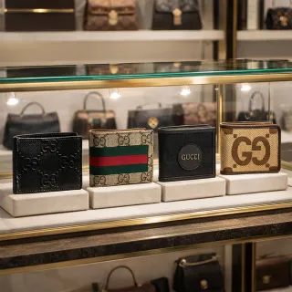 【GUCCI 古馳】經典LOGO 8卡對開短夾/皮夾(款式任選)