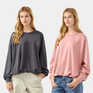 【Hang Ten】女裝-抗菌除臭雲朵空氣感花苞下襬大學T(多色選)