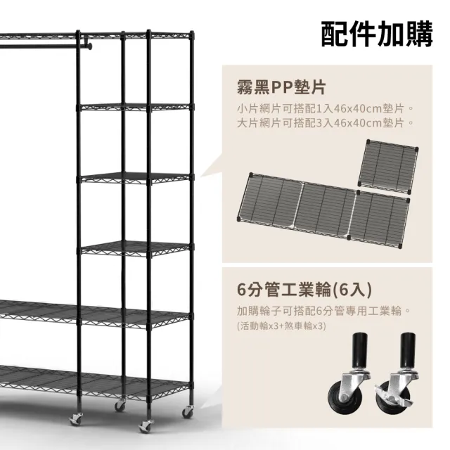 【KIWISH】MIT衣櫥收納122X46X180六層衣櫥架(收納架/掛衣架/組合衣架/鐵力士架/衣櫥/衣櫃/衣櫥架)
