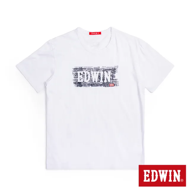 【EDWIN】男裝 人氣復刻款 EDGE 細碎字LOGO短袖T恤(白色)