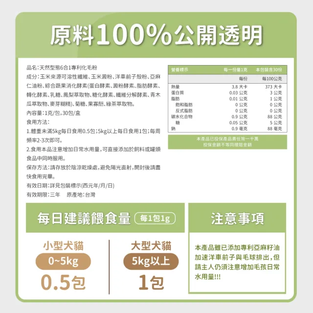 【毛孩時代】天然型態6合1專利化毛粉x10盒(貓狗保健食品/化毛粉/排毛粉/寵物保健)
