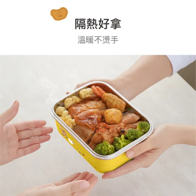 【LocknLock 樂扣樂扣】官方直營 呆萌町系列 可微波玩美Match不鏽鋼隔熱便當盒 1200ml(可微波/304不鏽鋼)