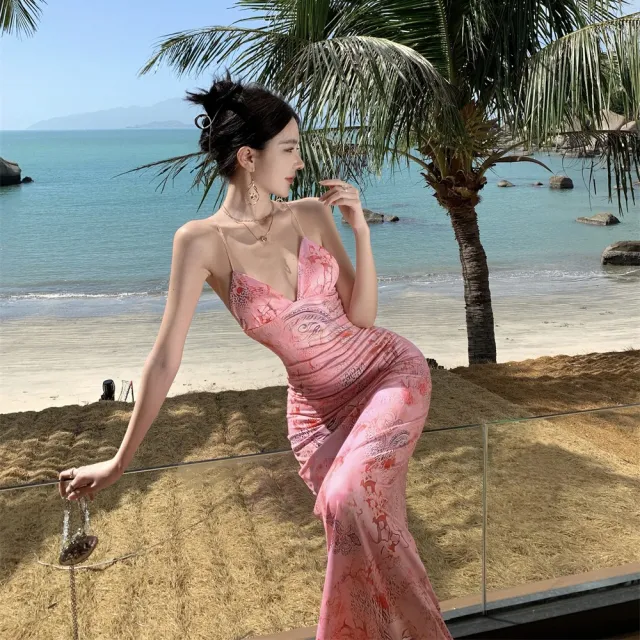 【AS 假日泳裝】洋裝 長裙 連身裙 辣妹洋裝 造型洋裝 露背洋裝 長裙洋裝 露肩洋裝 法式洋裝 C6594