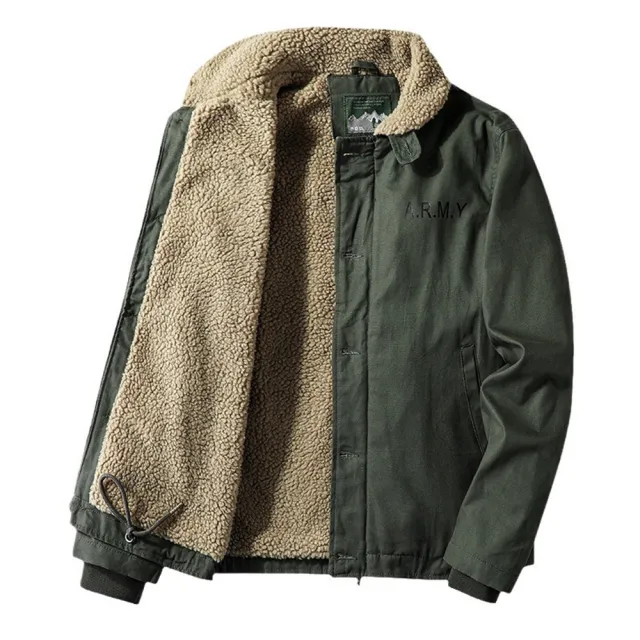 【巴黎精品】極速出貨 軍裝外套復古工裝古著(羊羔毛毛領短款飛行員男夾克3色a1fa8 2L)