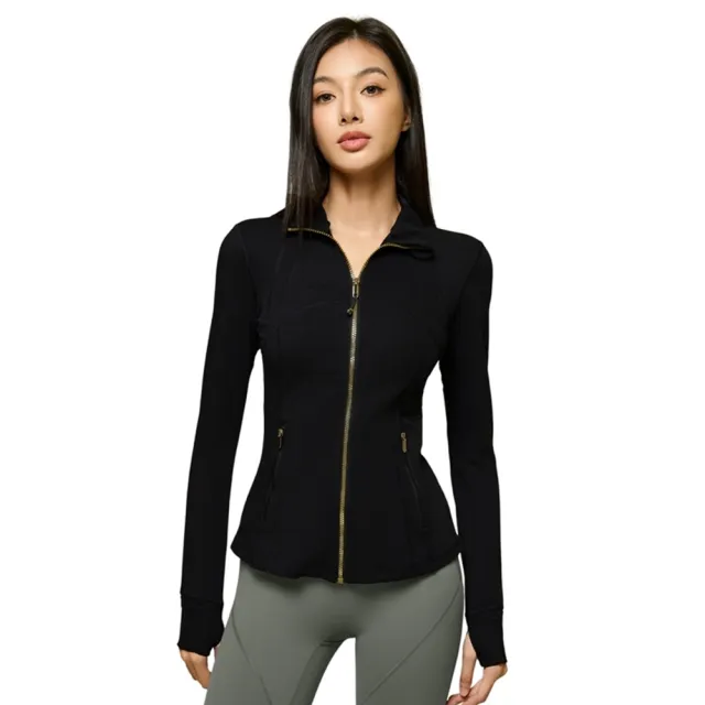 【巴黎精品】運動外套彈力秋冬跑步健身服裸感親膚秋冬女裝(緊身收腰連帽女運動服3色n1mi48)