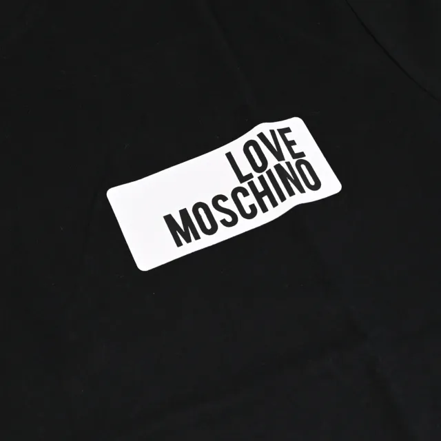 【MOSCHINO】LOVE MOSCHINO 簡約燙印LOGO棉質短T恤(黑)