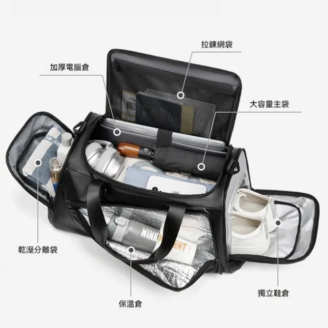 【KEDDY】雙11 多功能背包-旅行背包-超大收納-電腦隔層-後背男包-手提兩用包-乾濕分層-獨立鞋袋-
