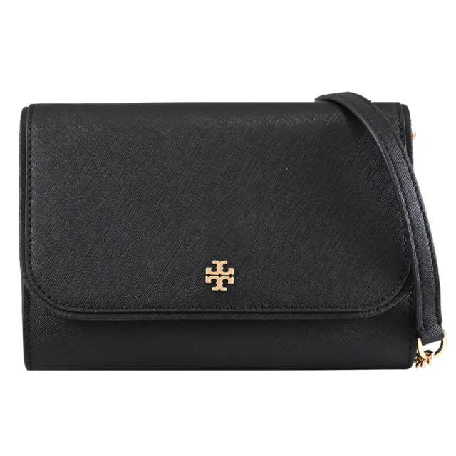 【TORY BURCH】Emerson WOC防刮皮革鍊帶手機長夾斜背包(黑)
