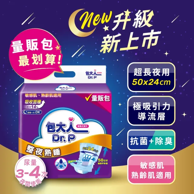 【包大人】乾爽吸收 整夜熟睡 替換式尿片50*24cm(量販包x6包/箱購 搭配成人紙尿褲/日用/夜用/晚安/安睡)