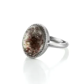 【Woogie武吉珠寶】幻彩幽靈能量水晶戒指(16x12mm景觀幽靈)