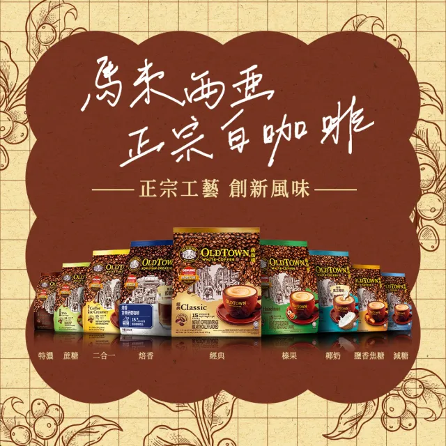 【舊街場咖啡館】3合1減糖白咖啡(減少30%糖份)(31.6g x 15入)