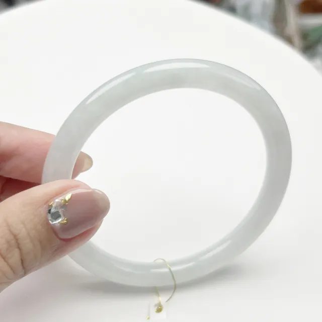 【玉我翡翠】翡翠手鐲 白月光細圓鐲 手圍18.1mm/附台證 M193051(天然緬甸A貨翡翠)