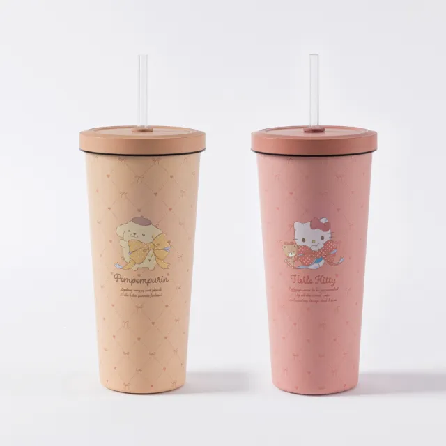 【Oolab 良杯製所】2入組 三麗鷗系列 不鏽鋼陶瓷易潔層吸管杯710ml(酷洛米/美樂蒂/大耳狗/布丁狗/凱蒂)
