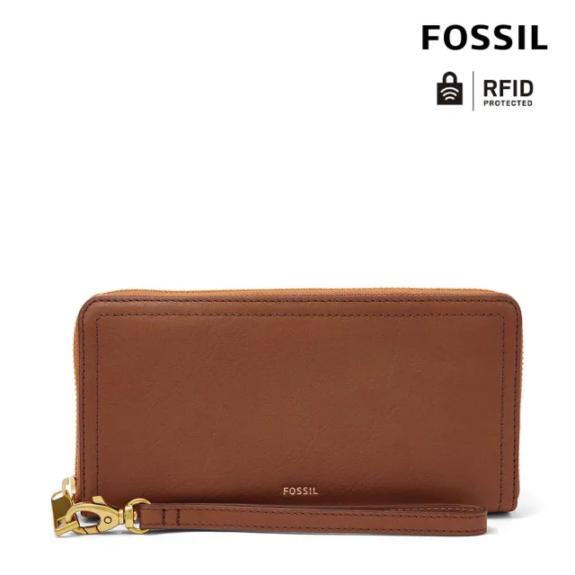 【FOSSIL】Logan 咖啡色多層真皮拉鍊長夾SL7831200