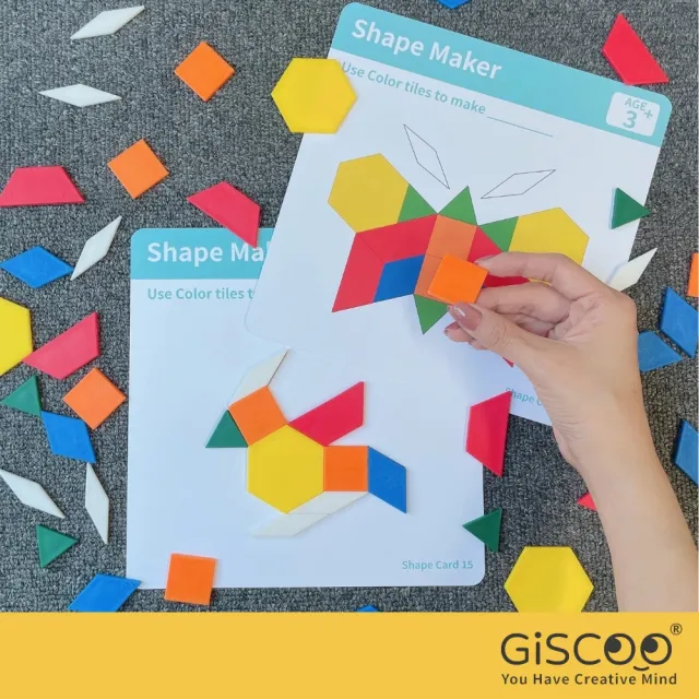 【Giscoo 聚思庫】STEAM 益智教具組 ― 六型六色片 益智玩具 拼圖