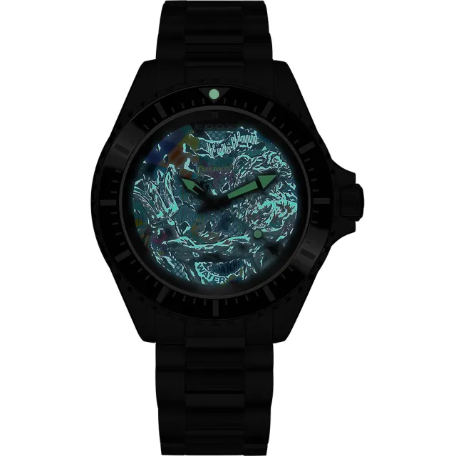 EDOX 伊度】Pop Neptunian 海神藍眼淚限量300米潛水機械錶-黑(E80141