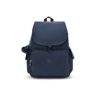 【KIPLING官方旗艦館】『猴子包』碧海深藍拉鍊掀蓋後背包-CITY PACK