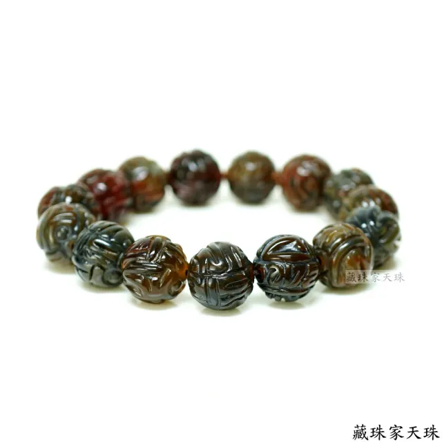 【藏珠家】平安吉祥 14mm阿卡六天珠手鍊 -1