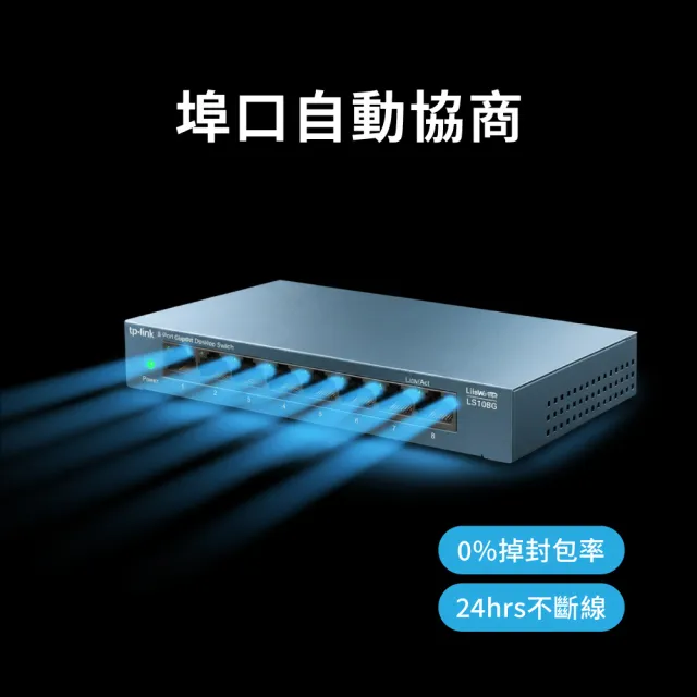 【TP-Link】LS108G 8埠10/100/1000Mbps  桌上/壁掛兩用 流量管理  乙太網路交換器switch hub