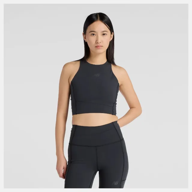 【NEW BALANCE】NB 背心 女 慢跑 訓練 短版 美規 黑 WT61P7F8BK (S2398)