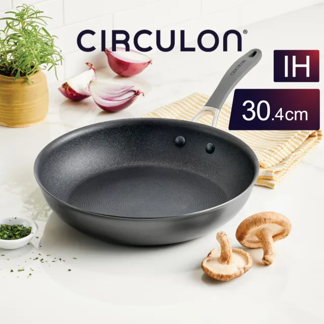 【MEYER 美亞】CIRCULON圈圈鍋A1系列極致抗刮不沾平底鍋30.4cm(IH/電磁爐/洗碗機/不鏽鋼鏟適用)