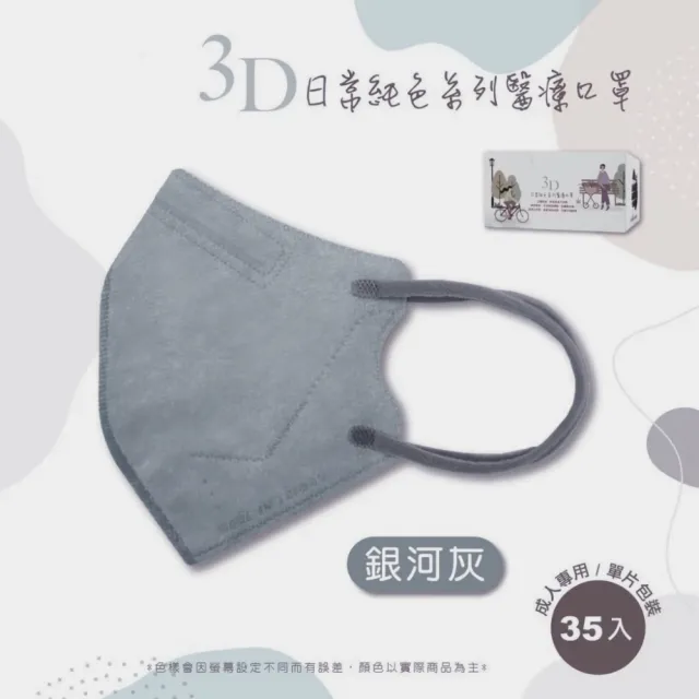 【Deguan】德冠 3D立體 成人醫用口罩 X1盒(35入/盒 隨身獨立單片包裝)