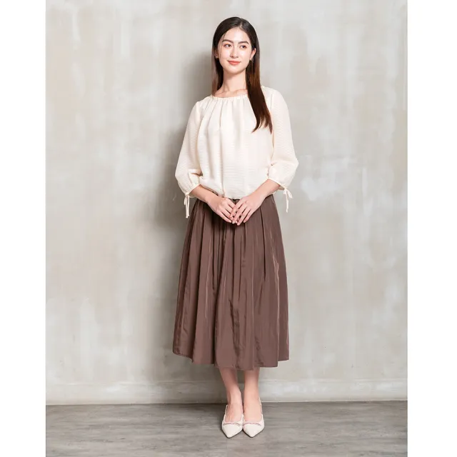 【perng yuh 芃諭名品】光影漣漪 亮紋 縮口雪紡衫(2026 SS Collection|5A春夏新品上市)