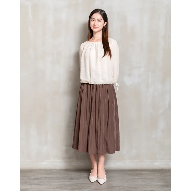 【perng yuh 芃諭名品】光影漣漪 亮紋 縮口雪紡衫(2026 SS Collection|5A春夏新品上市)