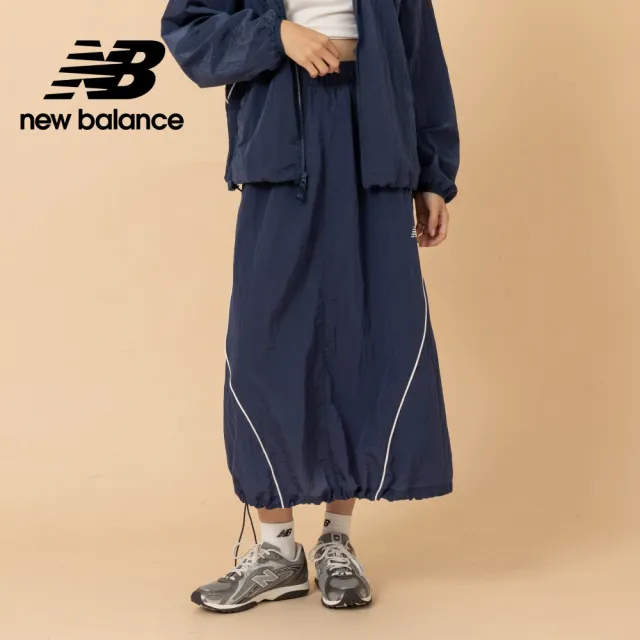 【NEW BALANCE】NB 滾邊抽繩尼龍長裙_WB61D2OPNNY_女性_深藍色(美版 版型偏大)