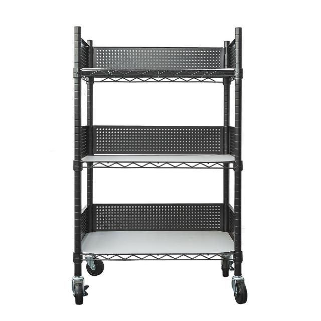 【dayneeds 日需百備】60x45x90cm 廚房置物推車 含圍籬+PP板+工業輪(推車/微波爐架/層架)