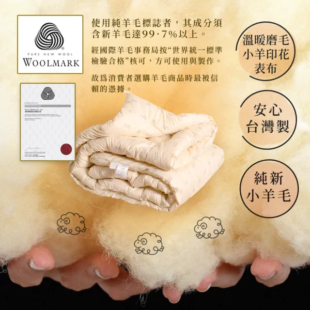 田中保暖 3kg 100%紐西蘭純新羊毛雙人被  6x7尺 冬被(台灣製-國際羊毛局認證)