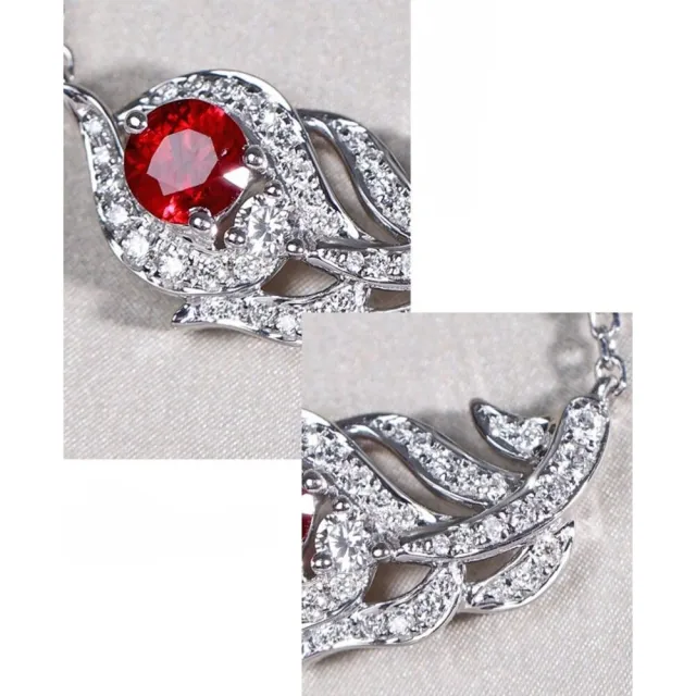 【海斯珠寶】小羽毛系列 18K金 0.2-0.24ct 鴿血紅寶石 天然鑽石 項鍊 宮廷羽紋鑲嵌工藝 送禮禮盒包裝